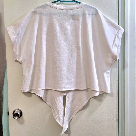 Ellos White Linen-Blend Tie-Front Short Sleeve /Top Blouse, Size 1X (22/24) - Picture 5 of 16